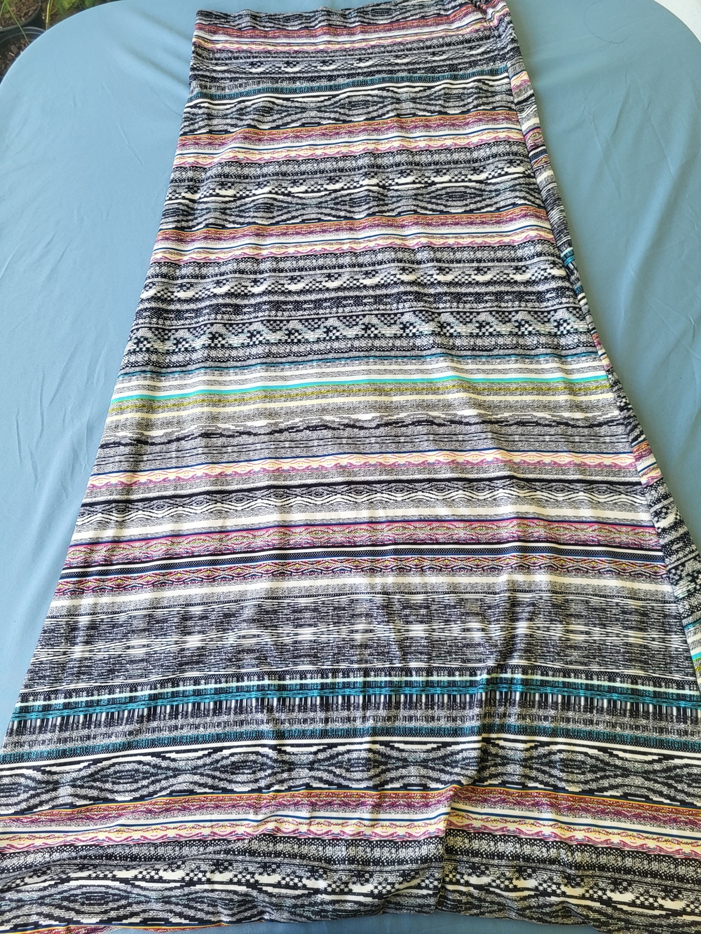 Hot Kiss Striped Maxi Skirt in Black, White & Multicolor Accents